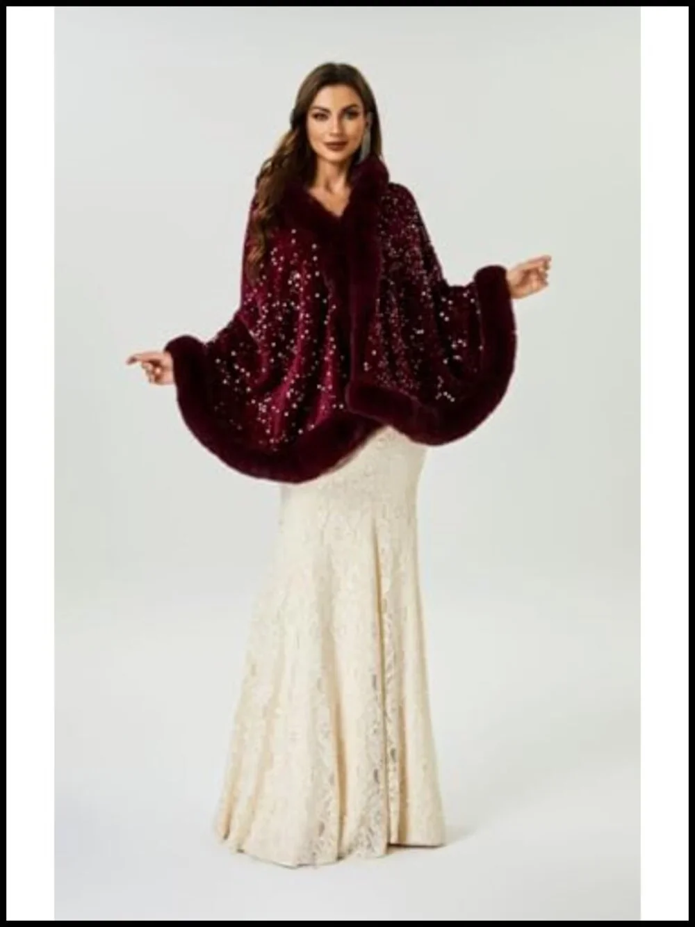 Faux Fur Wrap Shawl Stole for Wedding Prom Evening Party Evening Outwear Coat